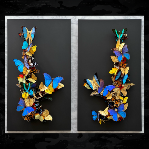 Las Vegas - S Bar - Limited Gold Edition - 2x Wall-mount Real AK-47 Sculptures with Real Gold Butterflies